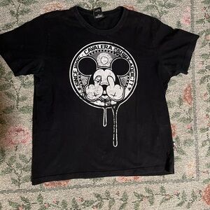 Mickey Mouse middle fingers over eyes with tongue out bold edgy t 
Grunge 🖤